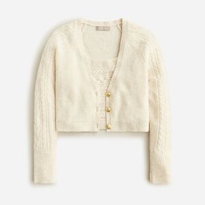 J. Crew Supersoft cropped cable knit sweater tank set in Ivory